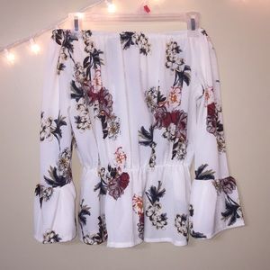 SHEIN Off-The-Shoulder Bell Sleeved Top